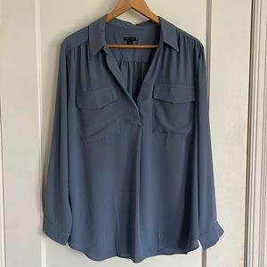 Ann Taylor Blue Sheer Business Casual Blouse - Size XL